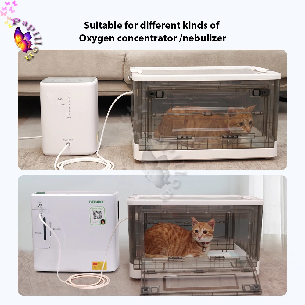 Cat Using Nebuliser Small Pet Nebulizer Enclosure Foldable Pet Nebulizer Box Cage ...