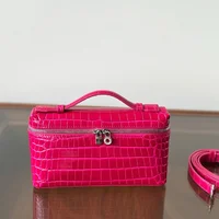 High-End Crocodile Pattern Leather Handbag Women's Shoulder Crossbody Bag Soft Zipper Closure Interior And Exterior Genuine Leat