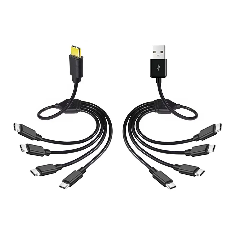 Compact Multi-Port USB-C Charging and Adapter Cable - 4-in-1 Splitter with Micro USB Connectivity