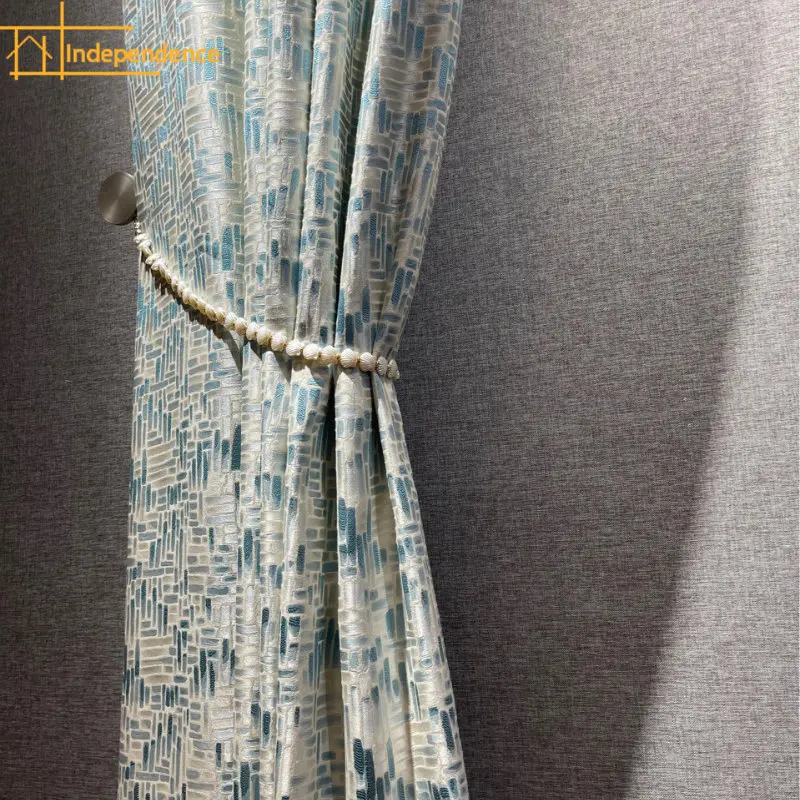 

Light luxury jacquard high-precision geometric pattern curtains butterfly gauze curtains Curtains for Living dining room bedroom