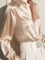 Ele Long Sve Satin irt Women's  Collar Busin Top Slimming Versatile Early Spring New Sle Commute Faion - Image 5