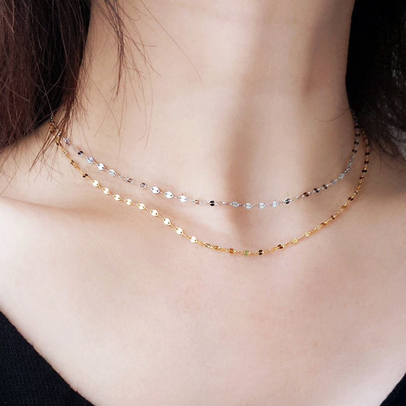 Wasser Welle Kette Edelstahl Gold Farbe Kette Halskette für Frauen Lange Kette Choker Schlüsselbein Halskette Nicht Verblassen Schmuck