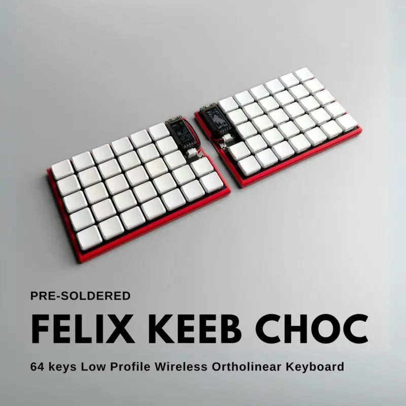 ワイヤレス FelixKeeb Choc V1 オルソリニア スプリットキーボード ZMK