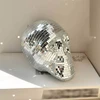 Reflective Mirrored Skull Head Ornament Hanging Chain Discos Balls Pendants for Halloween Parties and Unique Home Decors 5