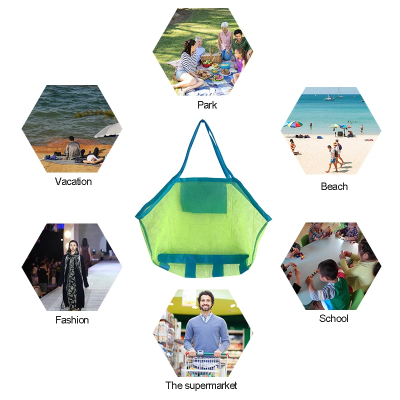 Kids Beach Toys Clothes Bags Toy Storage Sundries Organizers Bag Outdoor Beach Mesh Bag Children Sand Away Foldable Protable