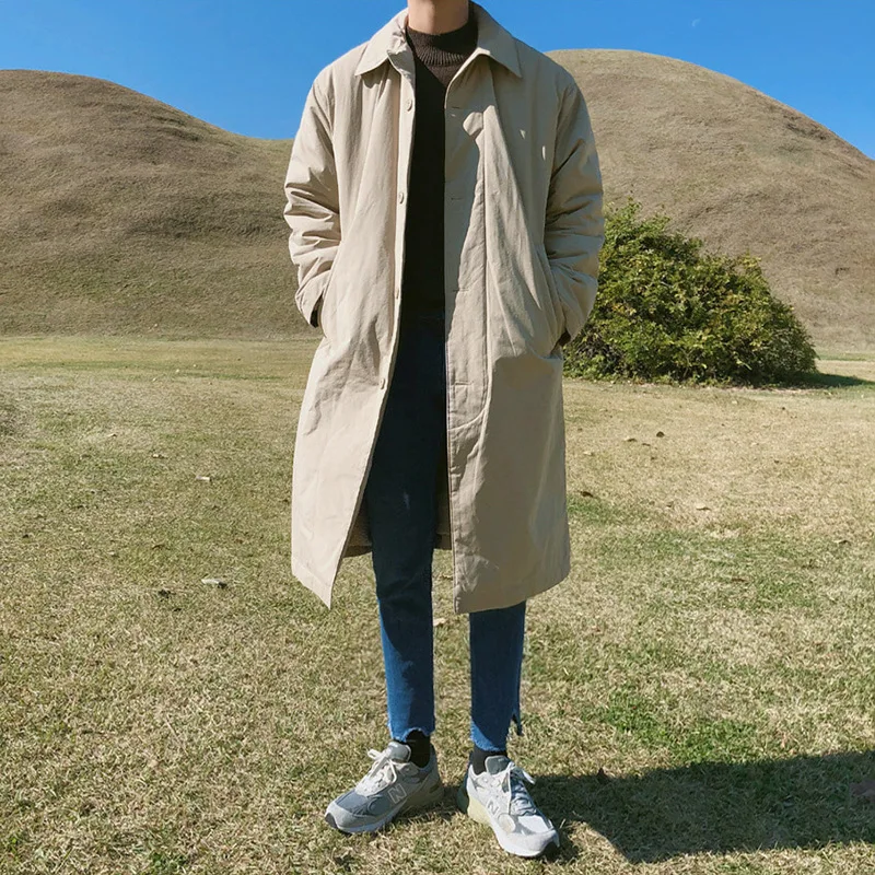 Korean Cotton Coat Men's Mid Length Winter Thickened New Cotton Coat Coat Couple Cotton Coat Cotton Coat Fashion