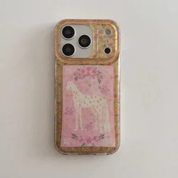 Enchanted Floral Horse Pink and Gold Starry Pony Phone Case - iPhone 15 (1)
