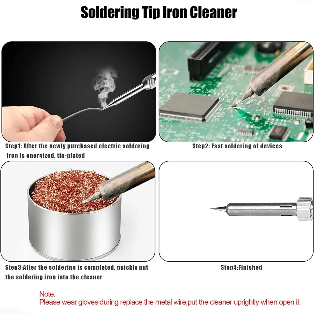 Soldering Iron Cleaning Tool Cleaning Filter Repair Desoldering Iron Mesh Filter Clean Soldering Tip Copper Wire Cleaning Balls