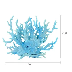 Vibrant Coral Inspiration: Artificial Aquarium Plants & Ornaments Collection - 14CM by 17CM (Light Blue)