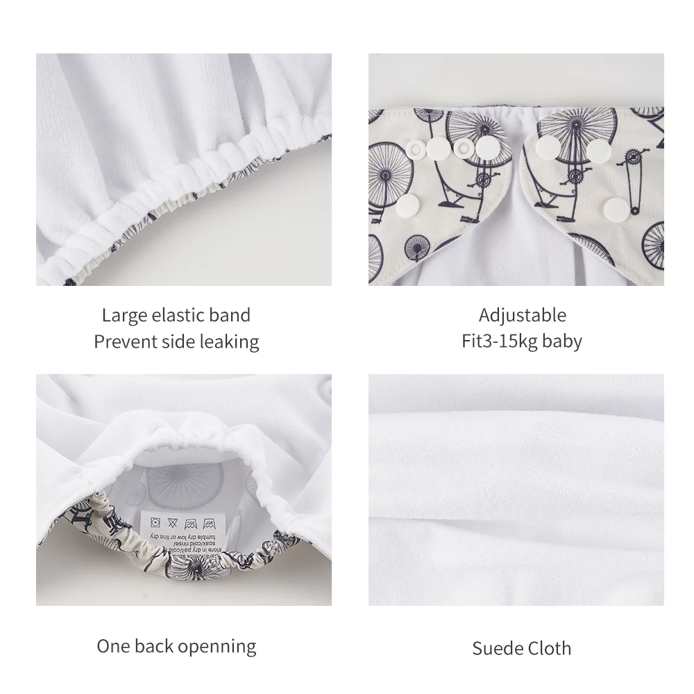 Happyflute 1pcs Ecological Baby Washable Reusable Cloth Pocket Diaper Baby Nappy One Pocket Fit 3-15kg