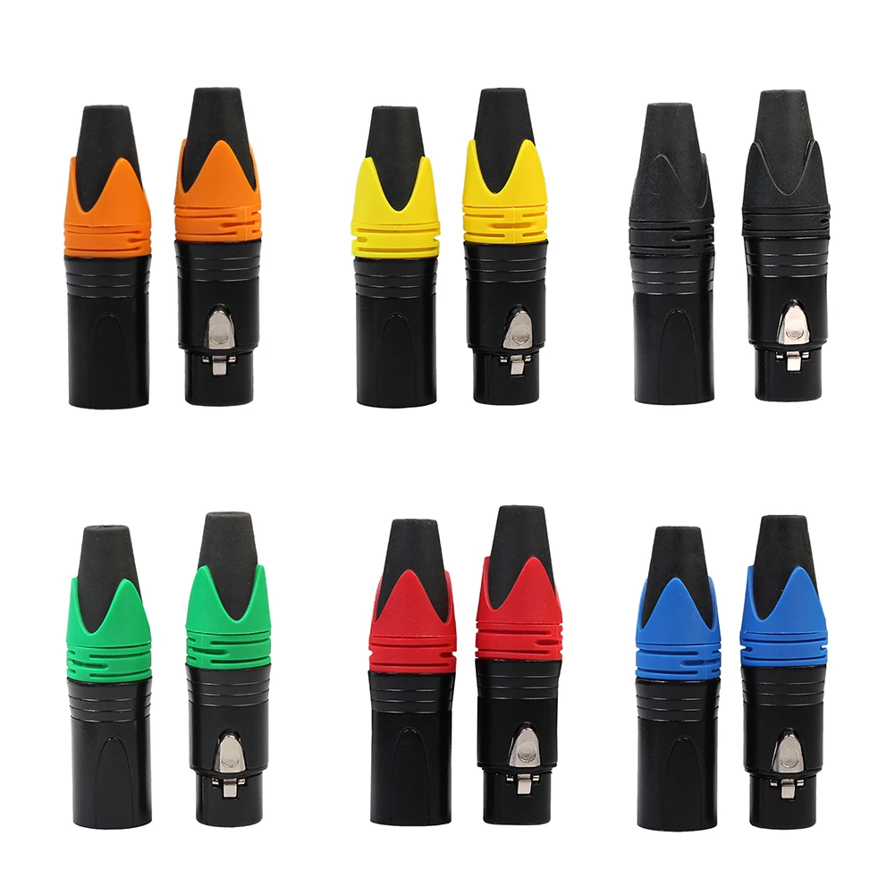 XLR 수 암 DIY 오디오 케이블 커넥터, 납땜 플러그 (빨간색), 1 쌍, 3 핀