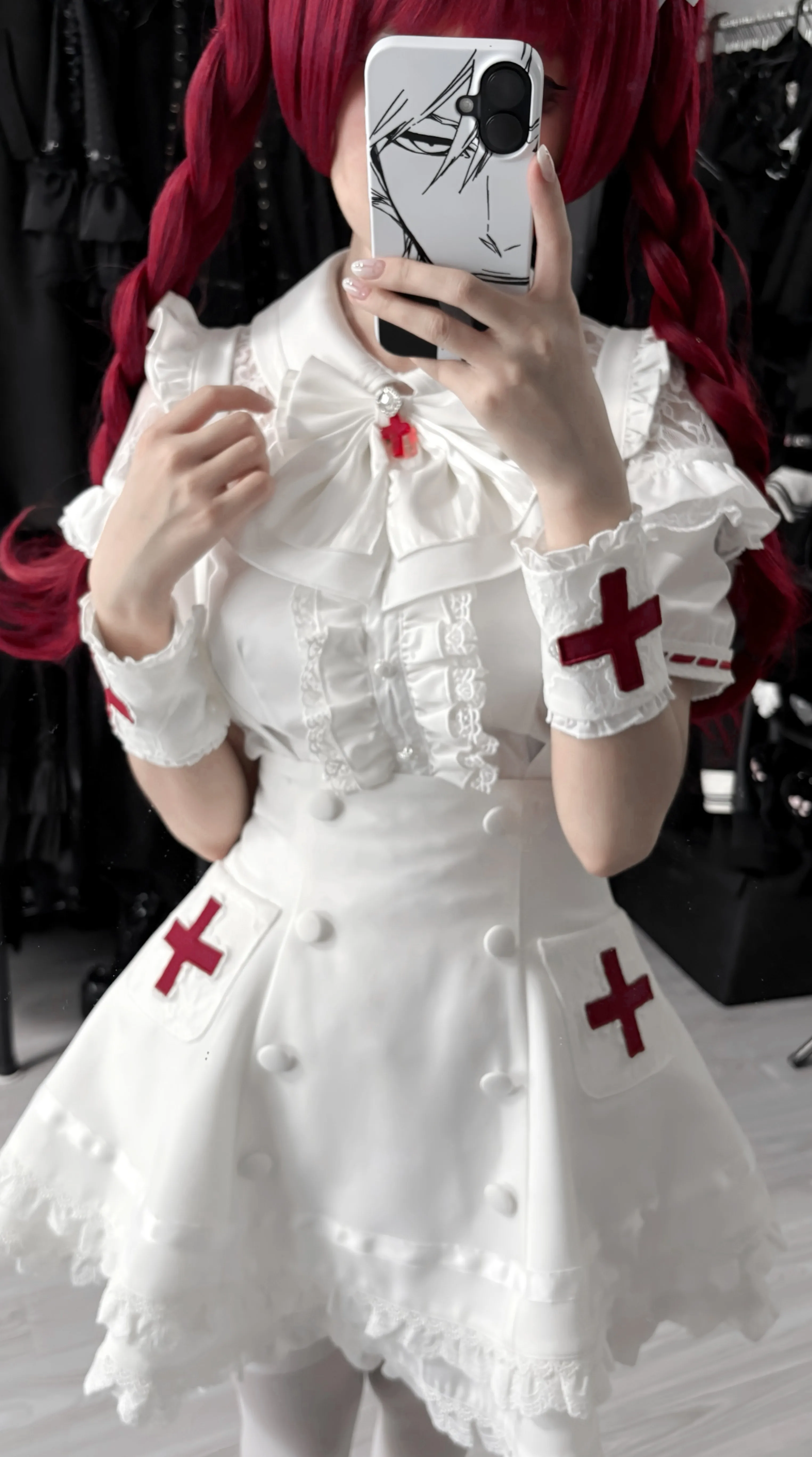 Women's White Gothic Lolita Two-Piece Set