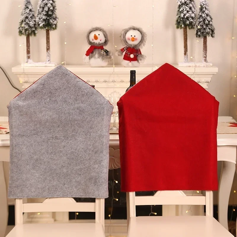 Santa Claus Red Hat Christmas Chair Cover Christmas Holiday Party Dinner Decoration Chair Cover Home Christmas Decor Chair Cover