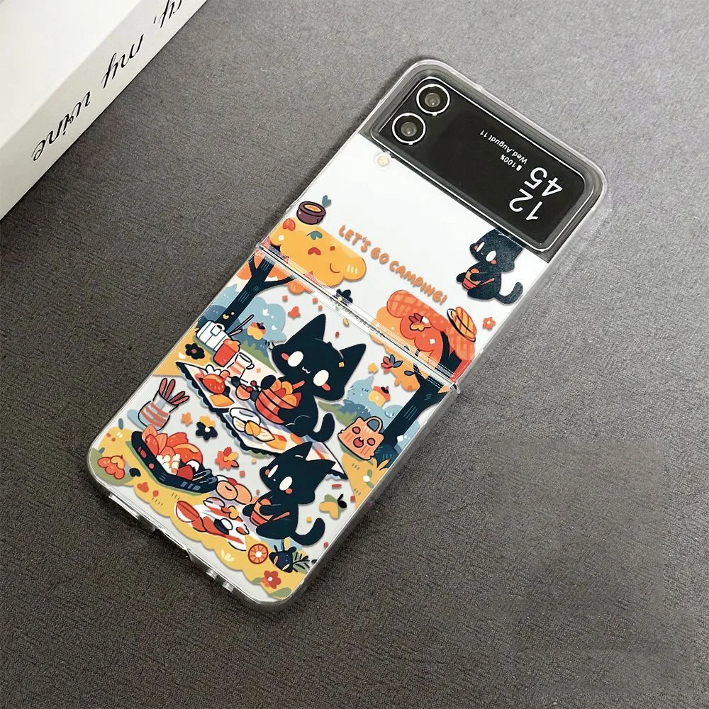 Funny Cute Black Cat Clear Folding Phone Case