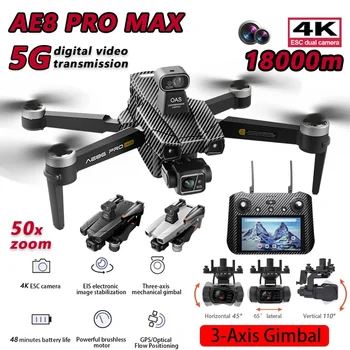 Nuovo drone professionale AE86 Pro Max 4K ESC doppia fotocamera 360 °   Droni pieghevoli con posizionamento del flusso ottico con zoom 50x per evitare ostacoli