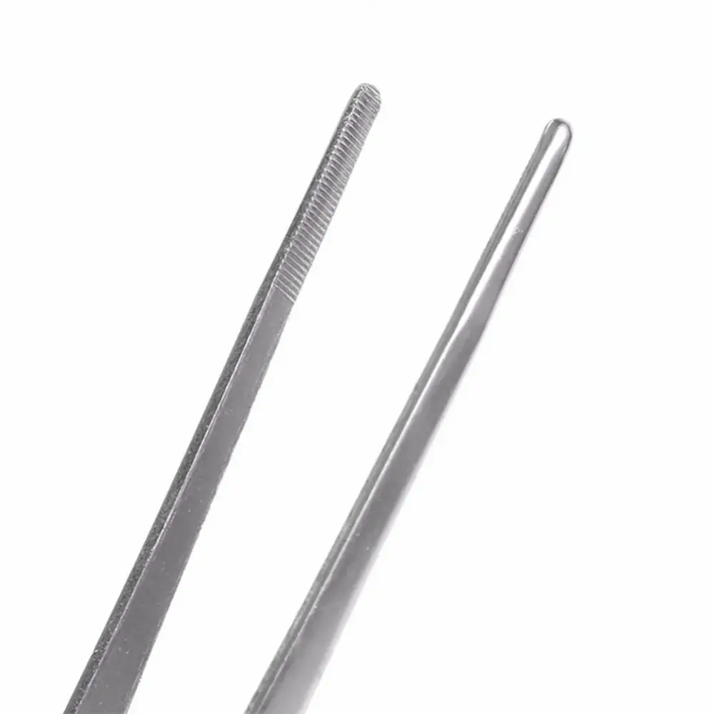 Food Tongs 16/20/25/30cm Stainless Steel Toothed Tweezers Long Food Tongs Barbecue BBQ Tool Garden Kitchen Tools Straight Tweezer For Home