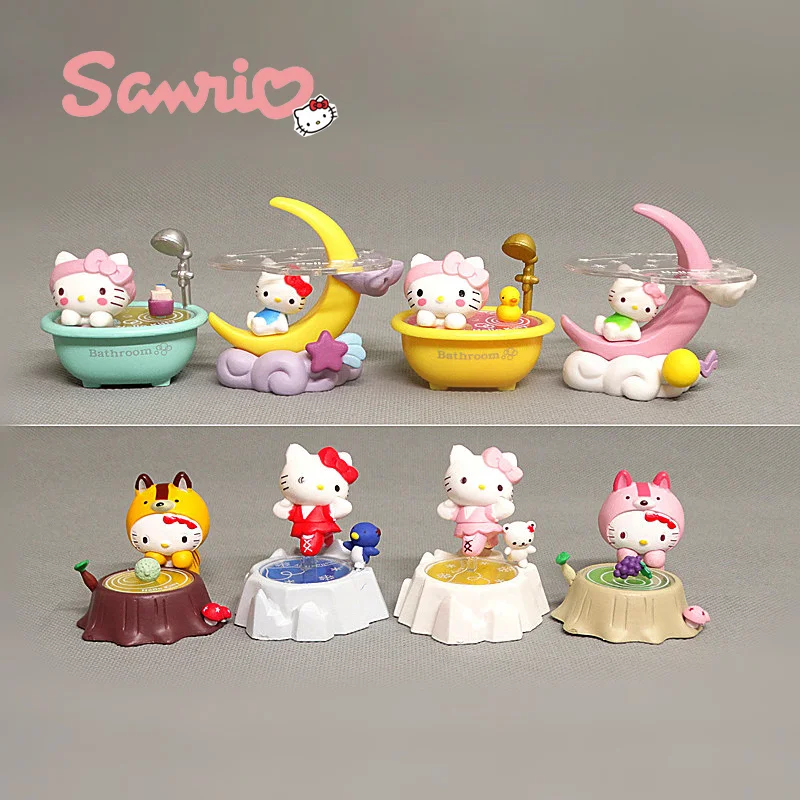 

8 шт., Sanrio, Мультяшные игрушки Hello Kitty, искусственные игрушки, лунный лес, КТ, кот, искусственная кукла, украшение, ПВХ модель, подарок для детей