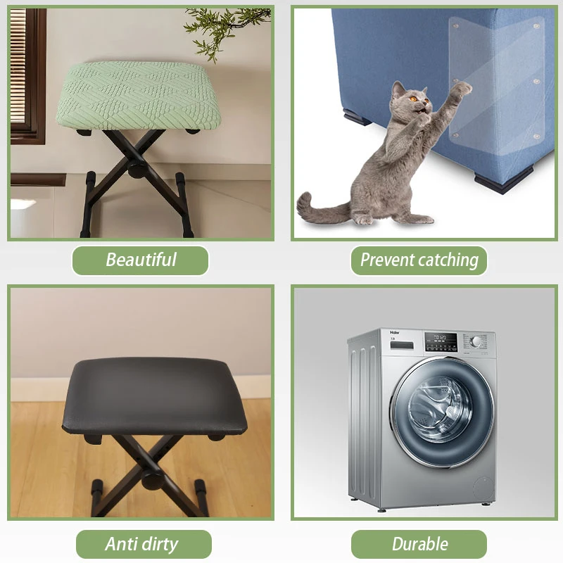 Description Picture 4 of itemElastic Ottoman Cover Rectangle All-inclusive Stool Covers Piano Bench Seat Covers Anti-dirty Removable Home Decor Chair Cover