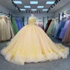 Light Yellow Quinceanera Dresses Ball Gown Flowers Gold Party Dresses Pearls Lace vestidos de fiesta Customized 1334 5