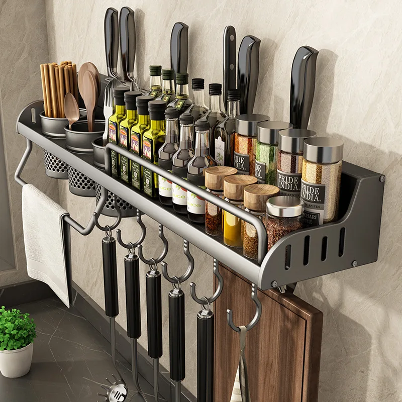 

Wall-mounted Kitchen Storage Rack, Punch-Free, Multi-functional, Home, Seasoning, Chopsticks, Knife Holder, All Products