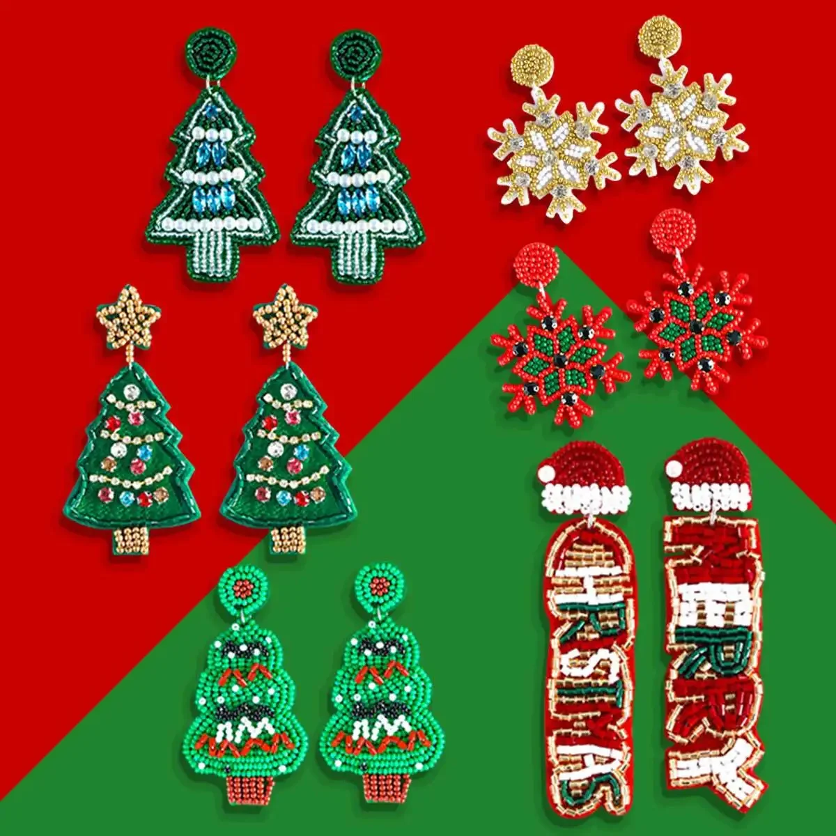 

Christmas Earrings Design Versatile Handwoven English Letter Gift Star Tassels Asymmetric Earrings Female Aesthetic