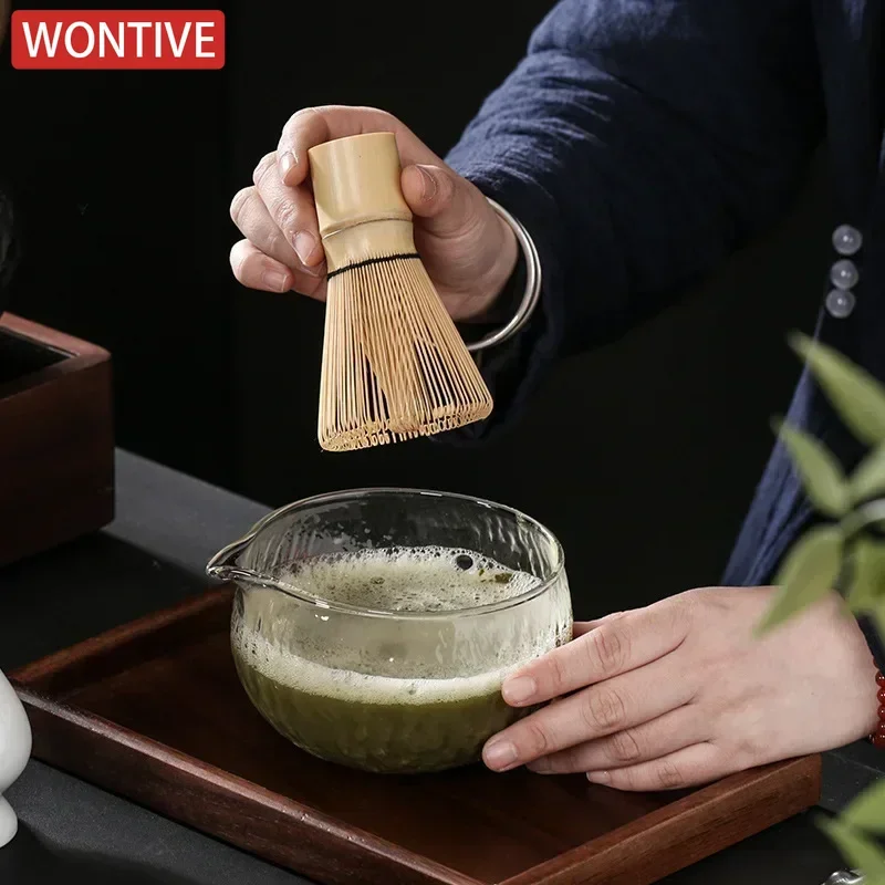 3/4PCS/7PCS Japanese Matcha Set Bamboo Tea Brush Glass Tea Bowl Chinese Traditional Handmade Tools matcha tea set,matcha tea tools,tea ceremony tools,tea set,matcha whisk