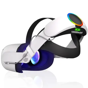 오큘러스 퀘스트 2 VR 헤드셋용 조절식 배터리 헤드 스트랩, 엘리트 스트랩, 10000mAh 보조베터리, 오큘러스 퀘스트 2 액세서리