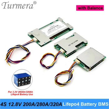 Turmera 4S 12.8V 200A 280A 320A Balance Lifepo4 Batteria BMS Proteggi la scheda Utilizzare in batterie Lifepo4 da 3,2 V 100 Ah 200 Ah 280 Ah 320 Ah