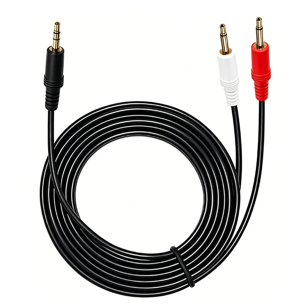 Dual 3.5mm Mono Male Splitter Cable - Red/White