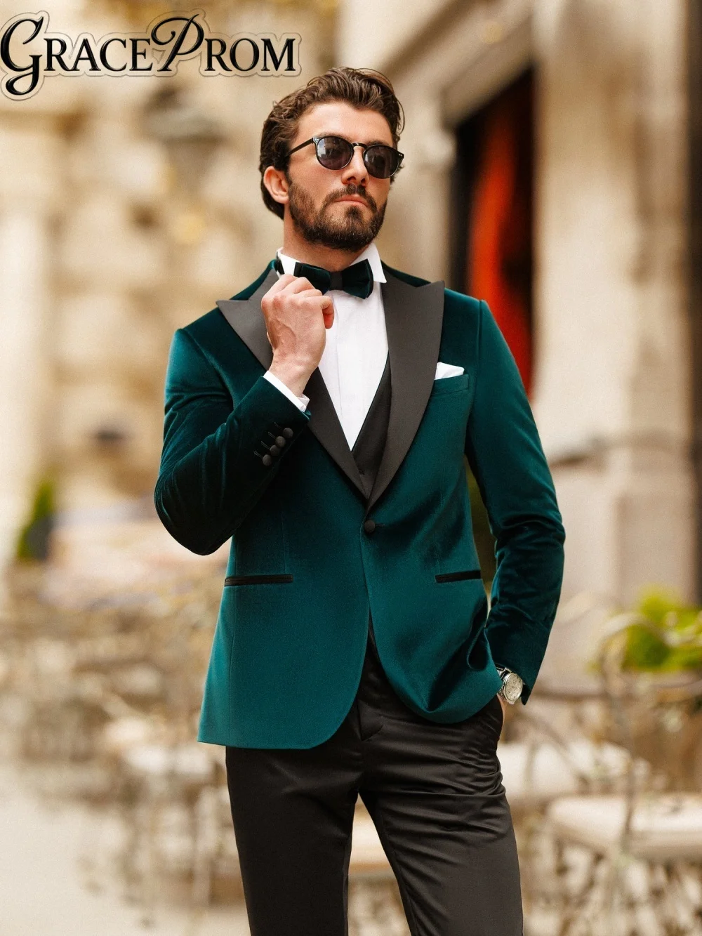 Ensemble de costume élégant en velours pour hommes