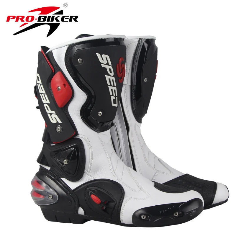 Motorcycle Boots Riding Tribe Microfiber Leather Motorcycle Boots Pro Biker SPEED Moto Motor Bike Racing Shoes Motocross Motorbike Boots