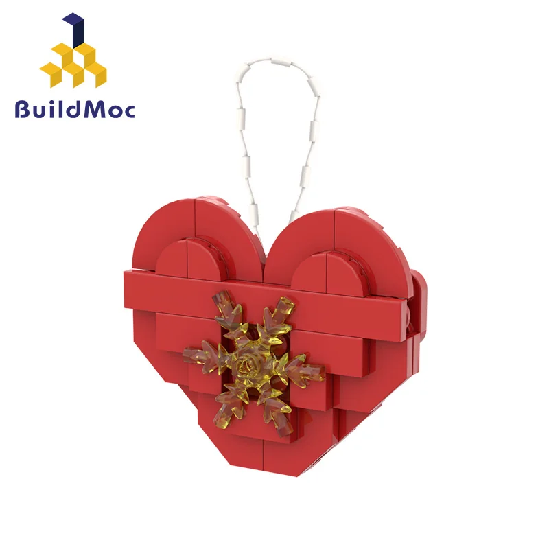 Moc High-Tech Christmas Red Hearts Coppia Love Heart Building Block Regalo Di San Valentino Accessori Per La Casa Giocattoli