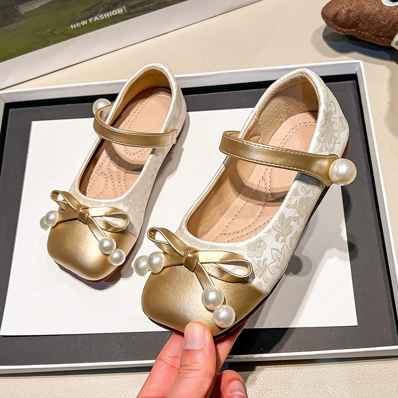 Leather Girls Ballet Flats Shoes for Kids Autumn