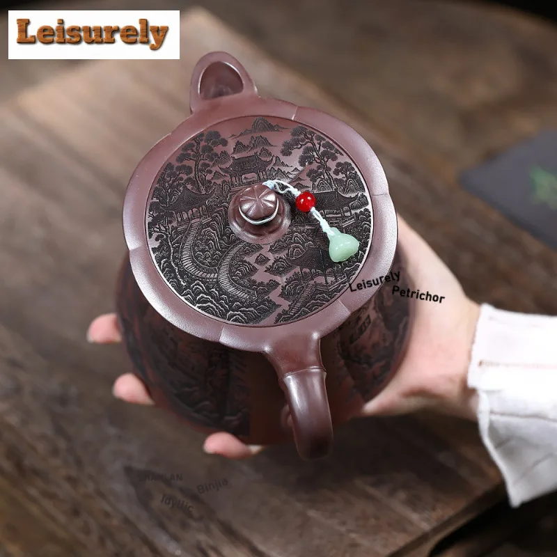 680ml High-end Yixing Purple Clay Teapots Handmade Landscape Pot Raw Ore Stone Red Mud Tea Maker Kettle With Filter Zisha Teaset