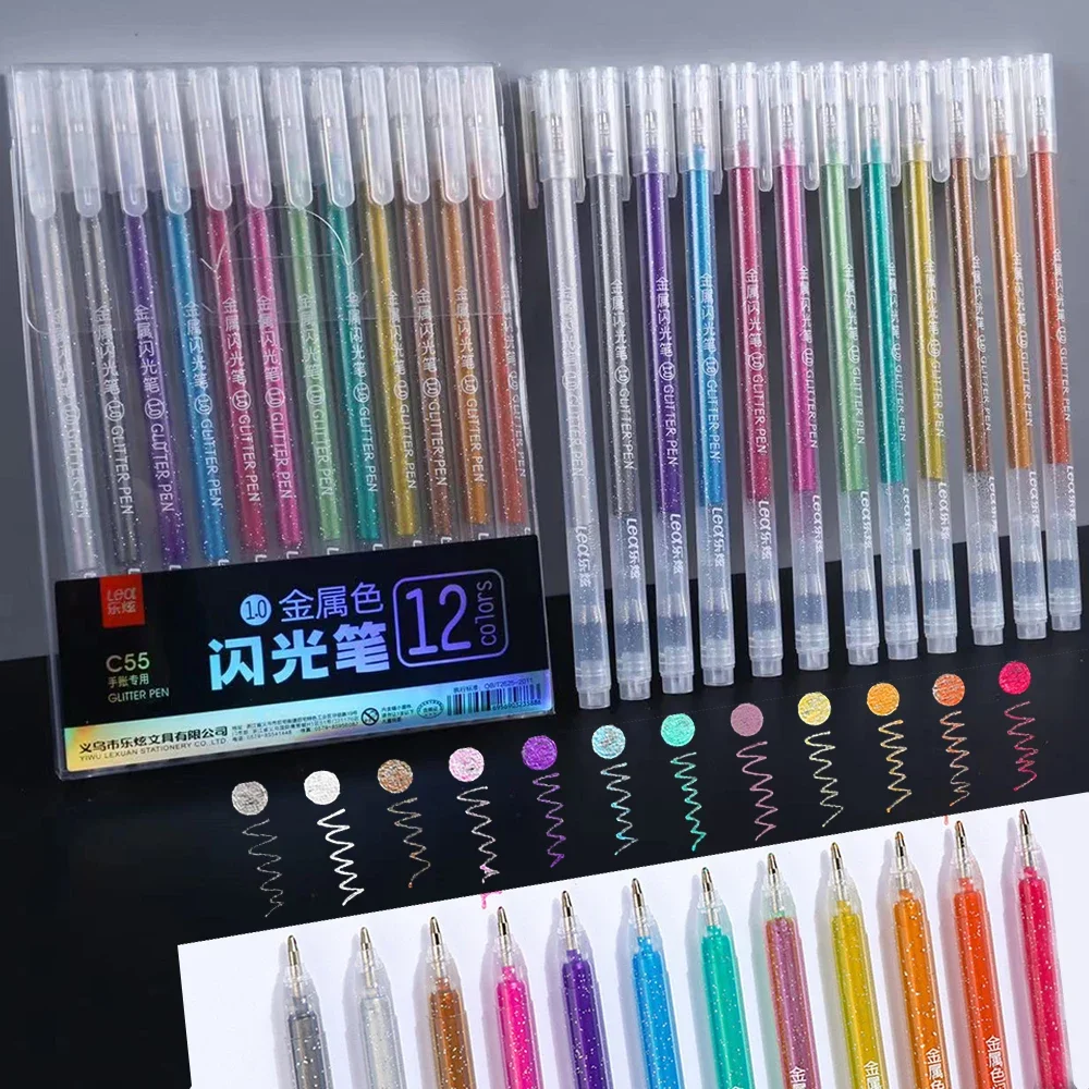 Sparkling Colorful Gel Pens Scrapbooking Journa Drawing Pen Graffiti Painting Tools Student Stationery School Supplies 12Pcs/Set gel pens color pen set colored pens drawing pens