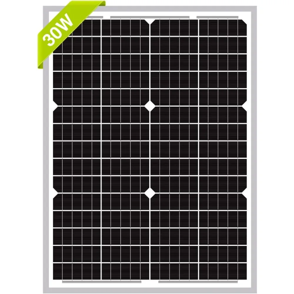 Newpowa 30W 24V Solar Panel High-Efficiency Monocrystalline 24V PV Module Designed for Off Grid System, Charge Your