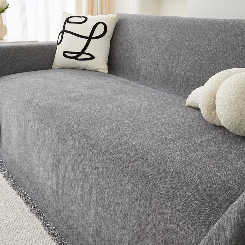 Solid Color Waterproof Sofa Towel Chenille Four Seasons Universal Sofa Cover All-inclusive Universal Simple Sofa Blanket 3