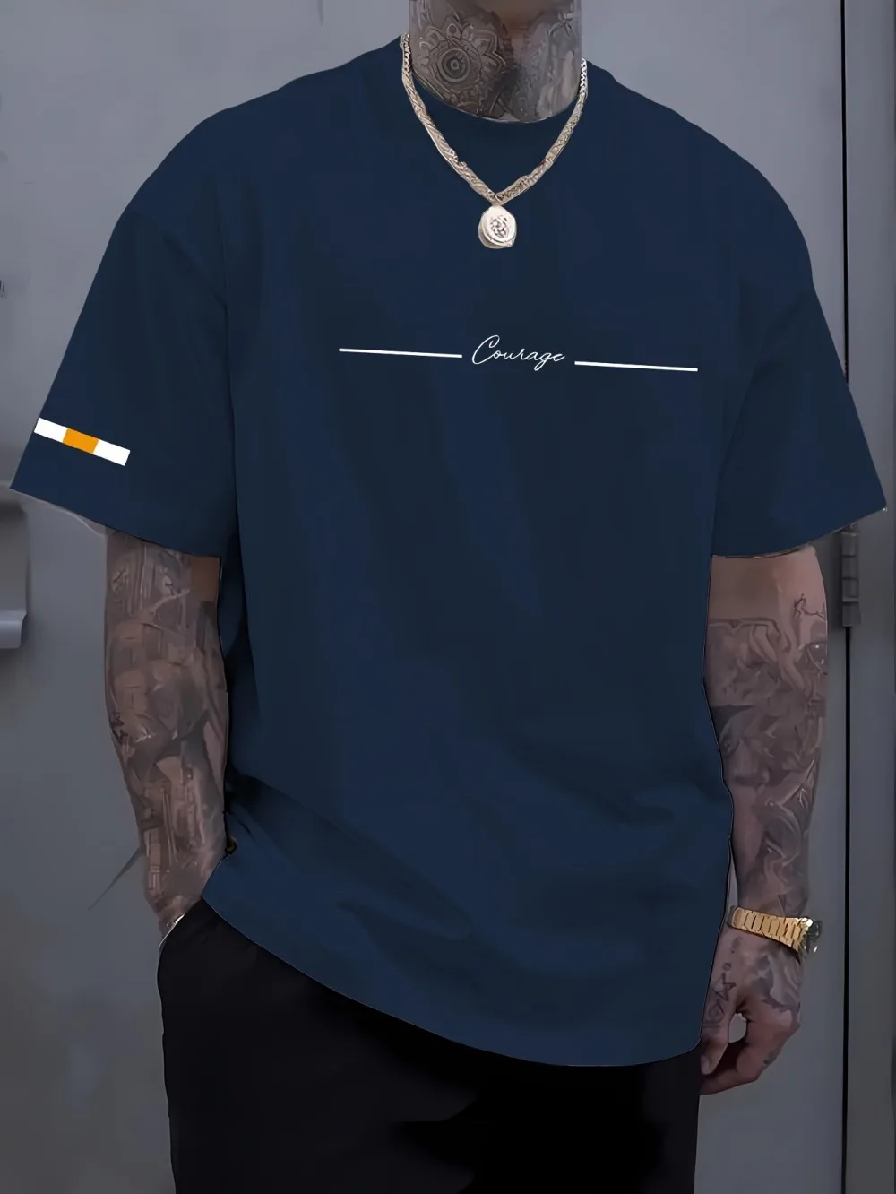 Men's Breathable T-Shirt - Summer Casual Top With Striped Printed Tee Design