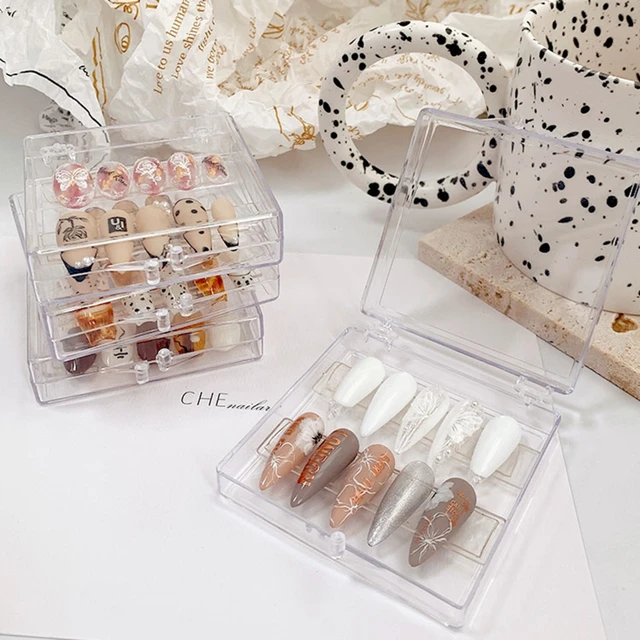 Nail Storage Box Nail Accessory Clear Plastic Organizer Box Shaped Nail Art  Charm Rhinestone Display Empty Box DIY Nail Supplies - AliExpress