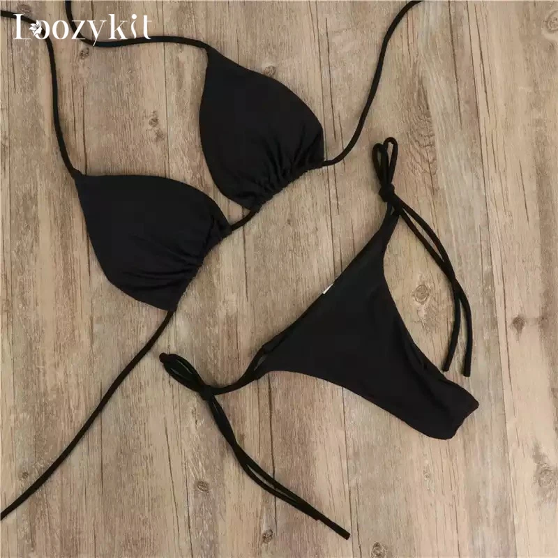 Sexy Bikini Women Swimsuit Push-up Bra Bikini Set Two Piece Swimwear High Cut Bathing Suit Beachwear Lace Up Bikini Brazilian bandeau bikini set