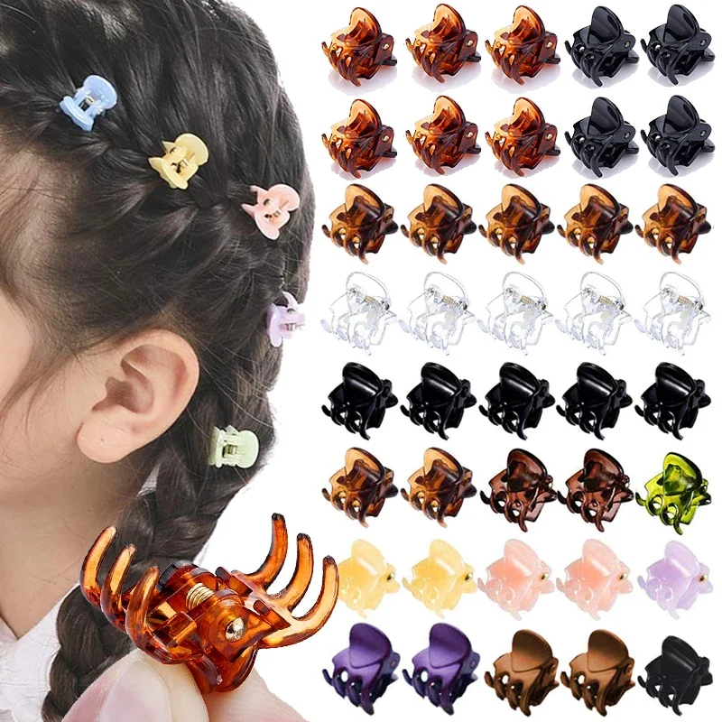 

10Pcs/pack Hair Claw Clips for Women Girls Accessories Black Brown Transparent Plastic Mini Claws Hairclip Clamp Gifts 1CM 1.5CM