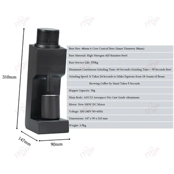 ITOP 03 Electric Coffee Grinder Six-core 38mm Burr Household Coffee Bean Grinder Coffee Miller Grinder for Espresso Filter VS3 1