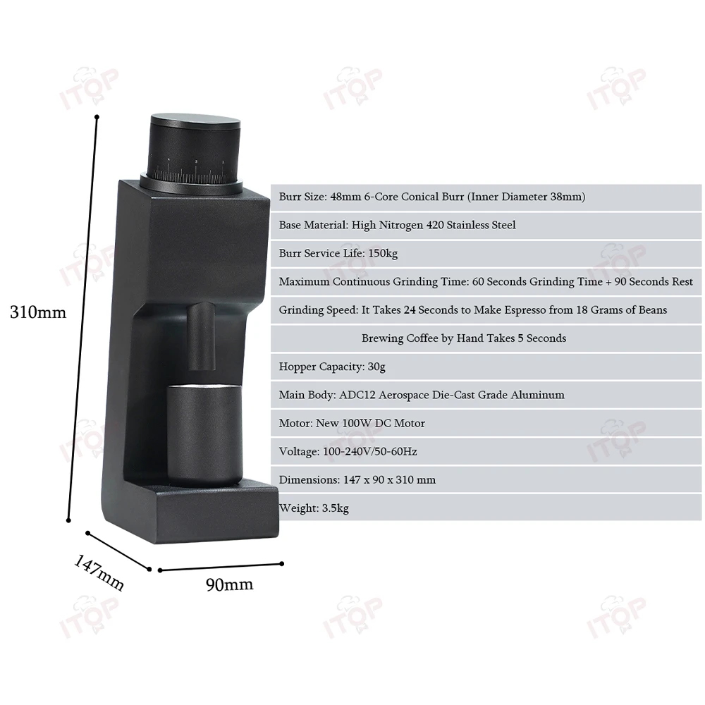 ITOP 03 Electric Coffee Grinder Seven-core 48mm Burr Household Coffee Bean Grinder VS3 Coffee Miller Grinder Espresso 110V 220V 2