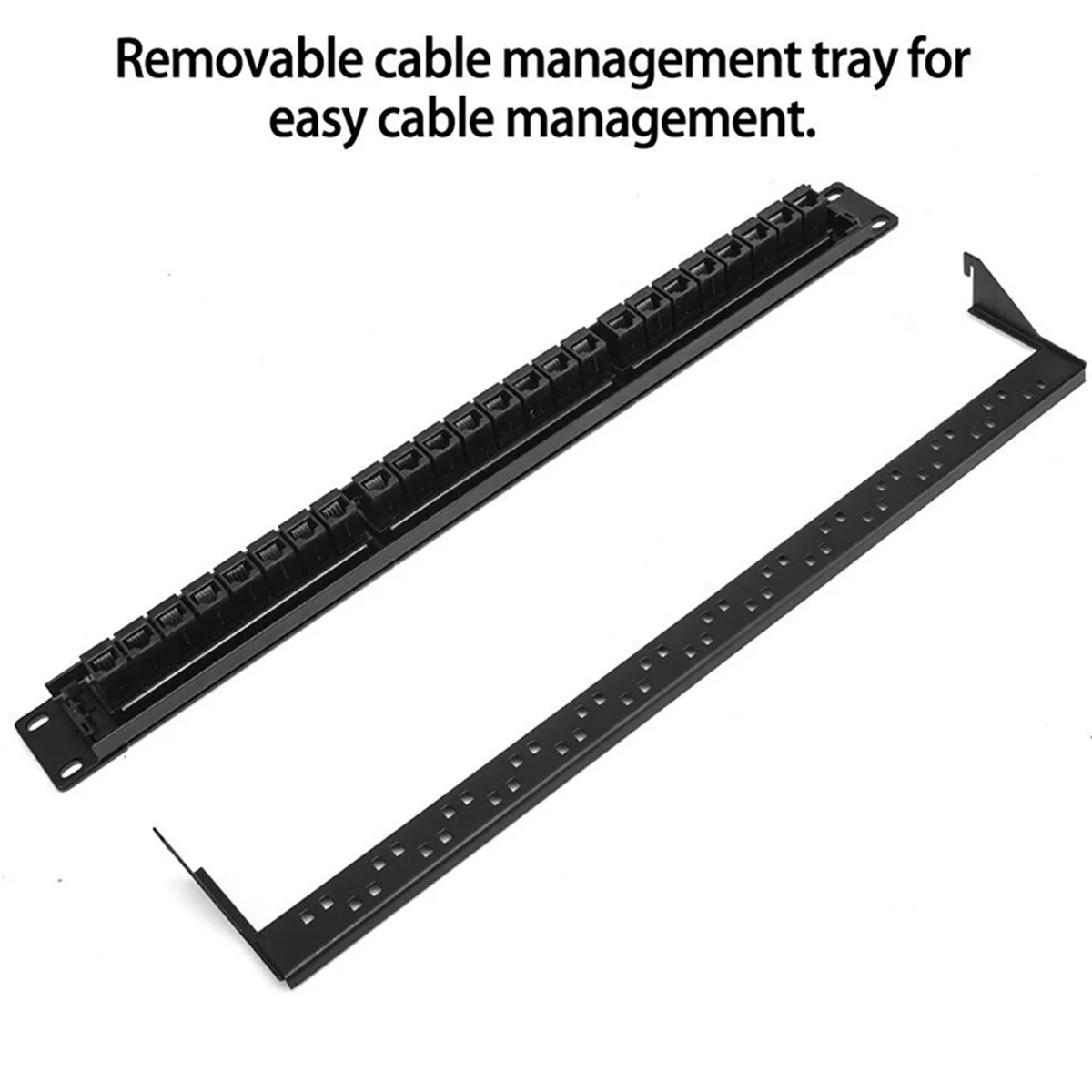 19Inch 1U Cabinet Rack Pass-Through 24 Port CAT6 Patch Panel RJ45 contact port Modular Frame Z