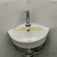 255*255*120mm Triangular Washbasin Corner Ceramic Sink Mini Single Basin Small Apartment Wall-hung Hand Wash Basin For Bathroom 2