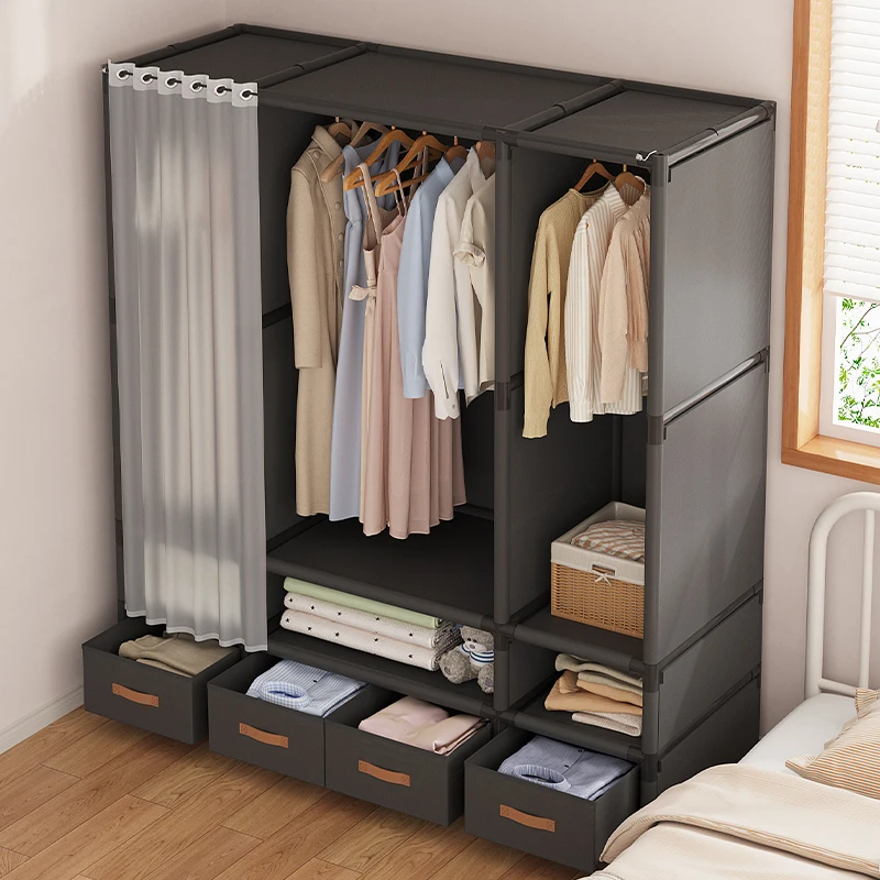 

Assembling Wardrobe Clothes Cabinet Simple Single Person Wardrobe Storage Household Bedroom Storage Dustproof Small Room