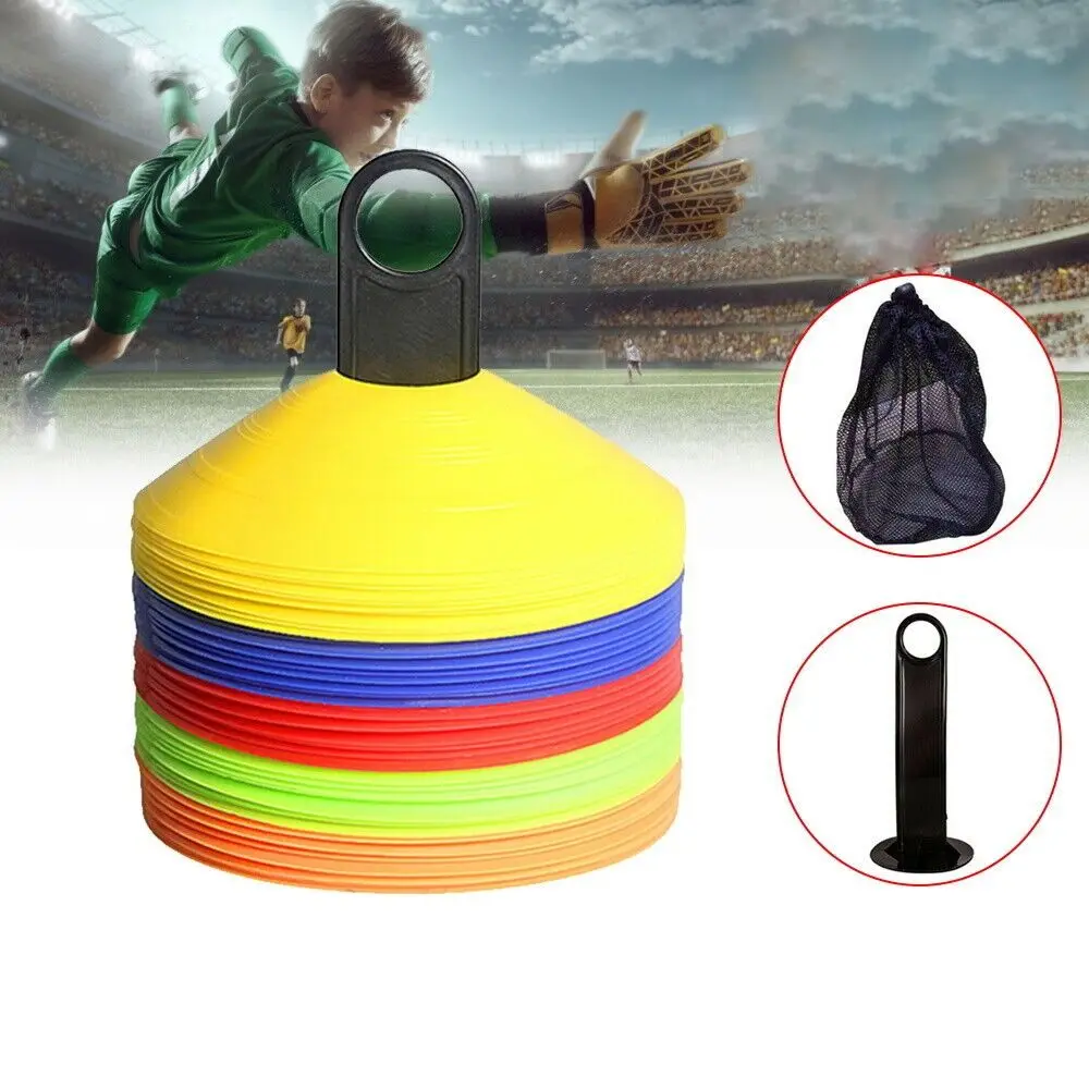 

50Pcs Plastic Marker Cones With Storage Bags Space Markers Disc Football Training Fitness Sports