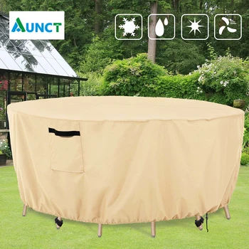 Copertura per tavolo rotondo da esterno 420D Mobili da giardino Set di sedie Coperture antipolvere Protezione per divano in vimini Oxford impermeabile Patio Pioggia Neve