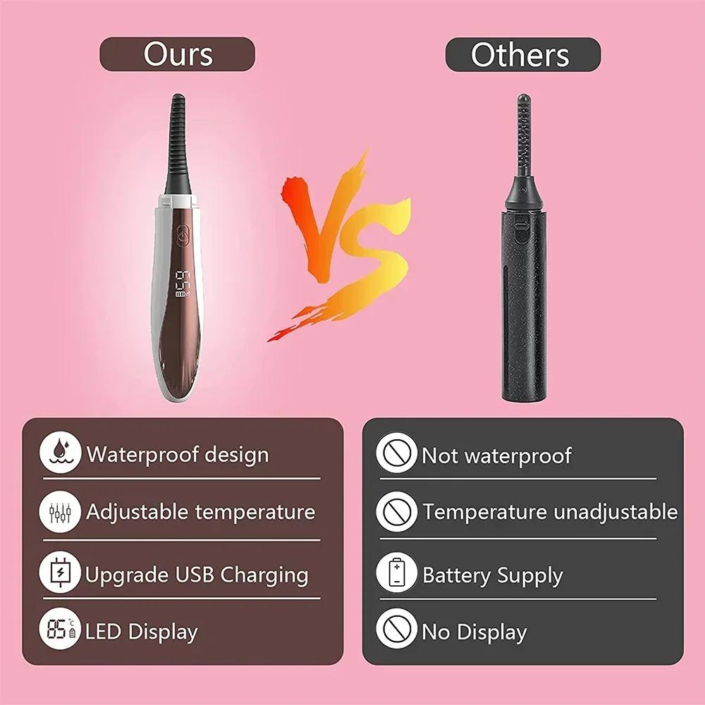 Electric Heated Eyelash Curler Rechargeable Makeup Eyelash Curler Curling Eyelashes Tools 24 Hours Long Lasting Eyelashes Curl K