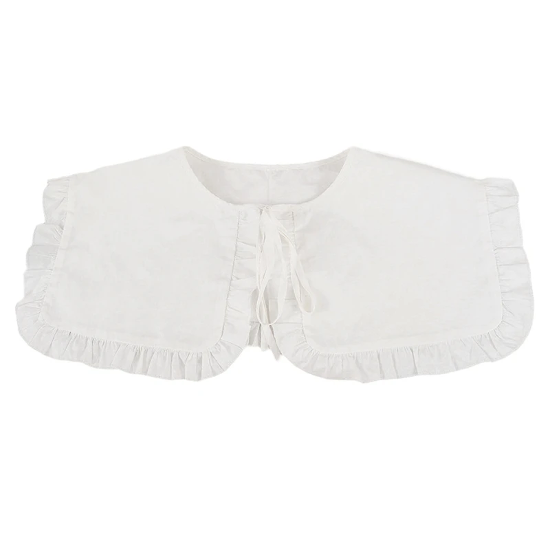 

2XPC Vintage Large Fake Collar Shawl for Women Ruffled White Necklace Wrap Capelet